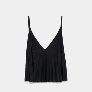 Zara black silk pleated top